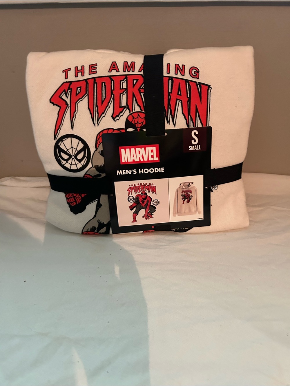 Marvel Spider-Man Cream Hoodie with Red and Black Graphics